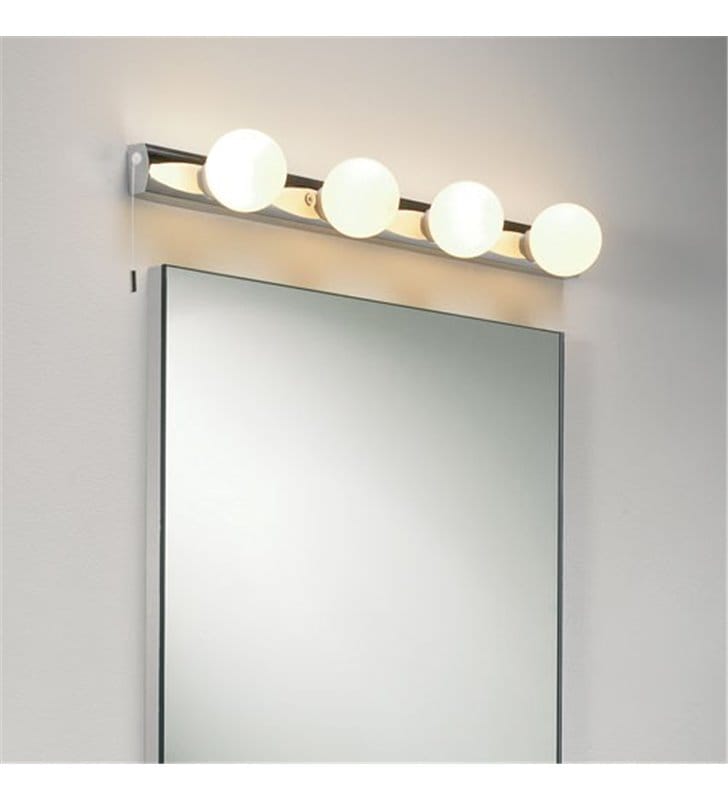Lampa łazienkowa Cabaret listwa z 4 okrągłymi kloszami z włącznikiem montaż pionowy lub poziomy oświetlenie toaletki- OD RĘKI