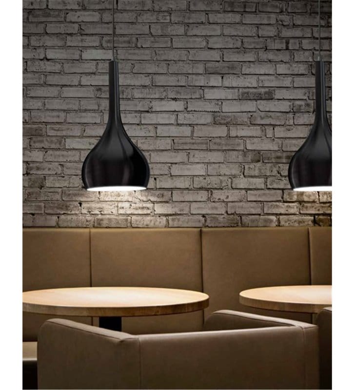 Lampa wisząca Soul czarna klosz szklany pękaty pojedyncza nad wyspę kuchenną stół do sypialni salonu kuchni jadalni