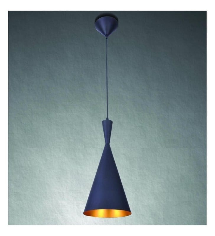 Lampa wisząca Vita czarna ze złotym środkiem klosz stożek