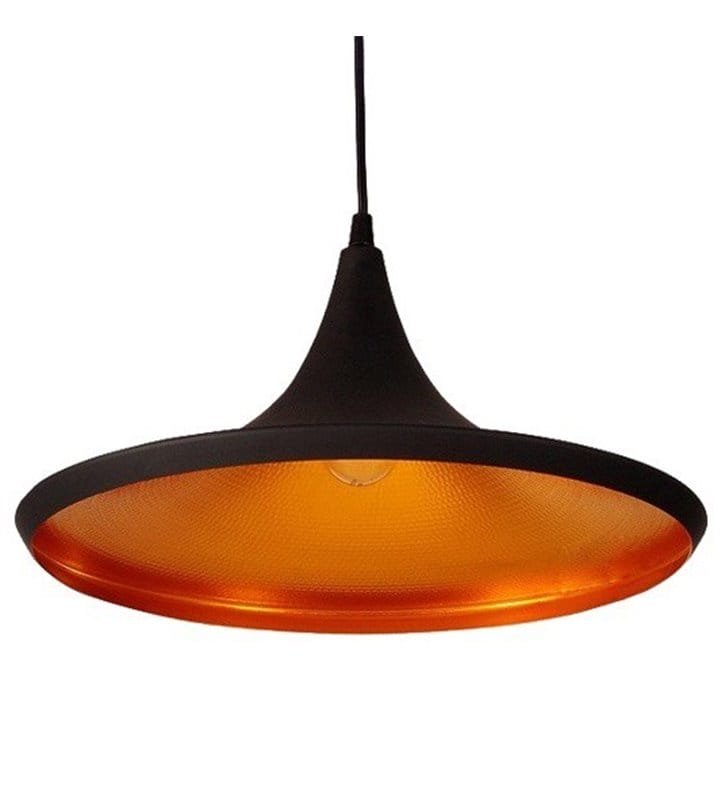 Lampa wisząca Chink czarno złota klosz rozłożysty okrągły