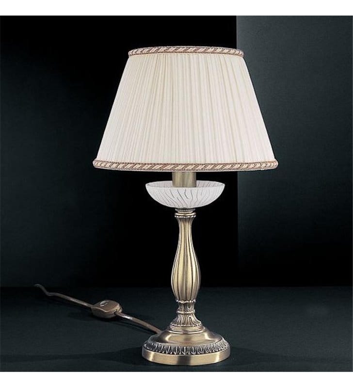 Stylowa klasyczna lampa stołowa włoska z białym abażurem Mantova