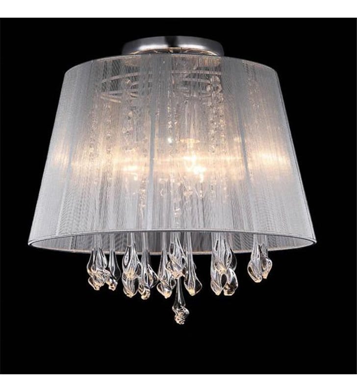 Lampa sufitowa Isla biały abażur z podłużnymi kryształami do salonu sypialni jadalni na przedpokój hol- OD RĘKI