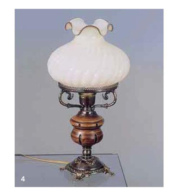 Lampa stołowa Empoli styl rustykalny jak lampa naftowa z elementami drewnianymi do salonu sypialni jadalni na komodę - OD RĘKI