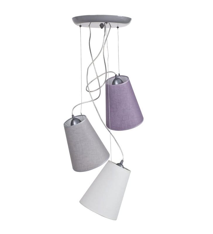 Lampa wisząca Retto 3 abażury na jednej podsufitce w różnych kolorach