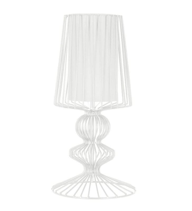 Lampa stołowa Aveiro biała druciana z podwójnym kloszem do salonu sypialni na stolik nocny komodę
