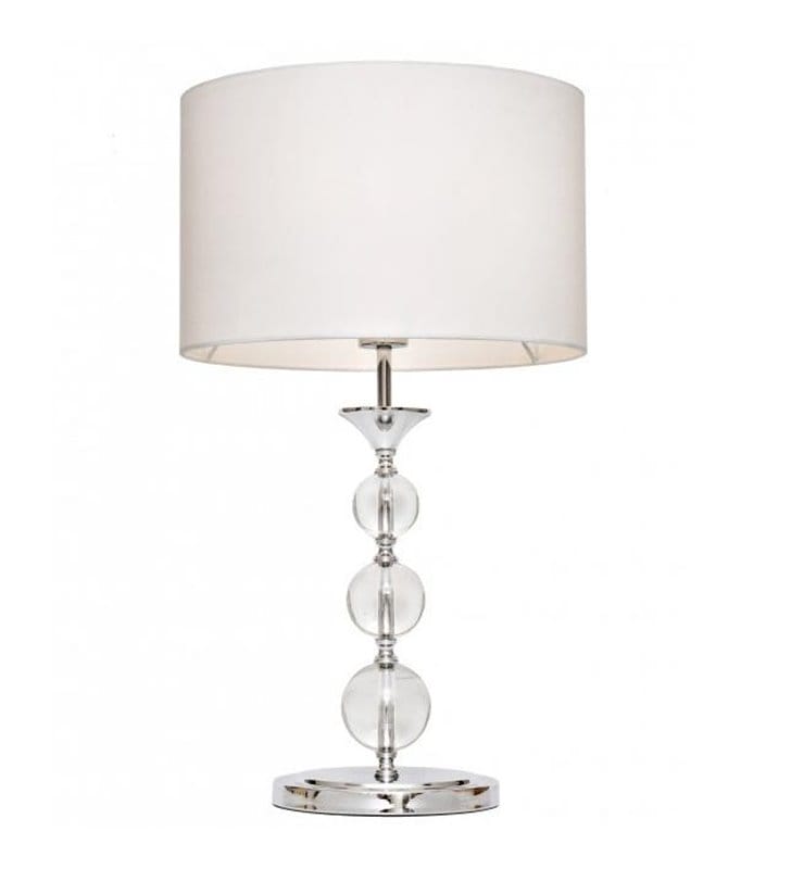 Lampa stołowa Rea biały abażur podstawa połączenie szkła z chromowanym metalem elegancka stylowa - OD RĘKI