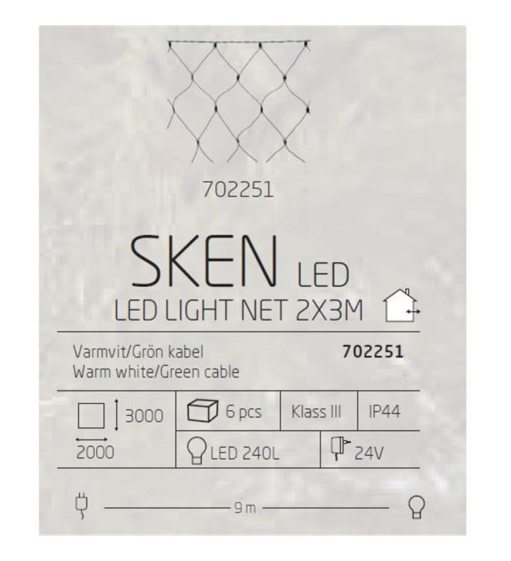 Lampki zewnętrzne Net 2x3m Sken LED- DOSTĘPNA OD RĘKI