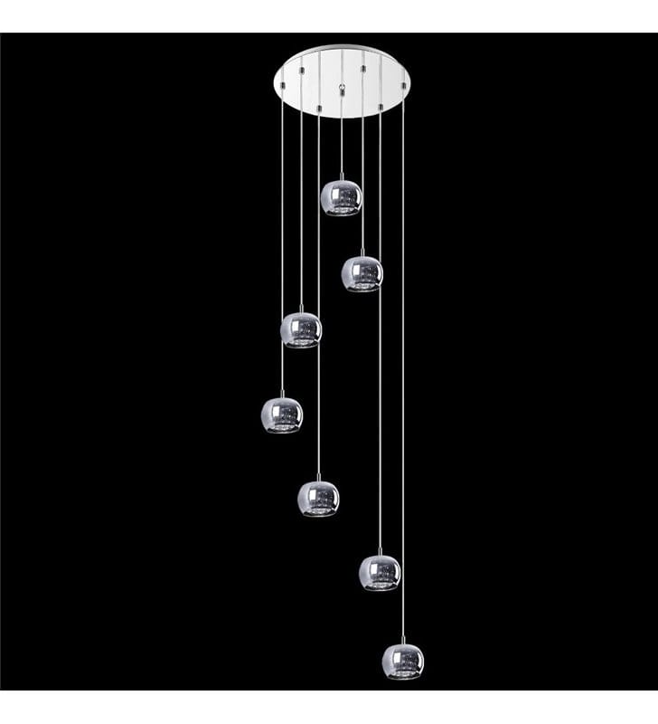 Lampa wisząca Crystal 7 punktowa kaskada z kryształami prawie 2m zwis np. nad schody Zuma Line