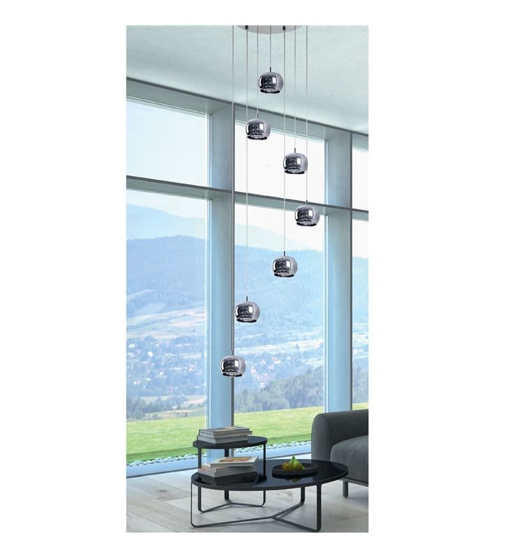 Lampa wisząca Crystal 7 punktowa kaskada z kryształami prawie 2m zwis np. nad schody Zuma Line