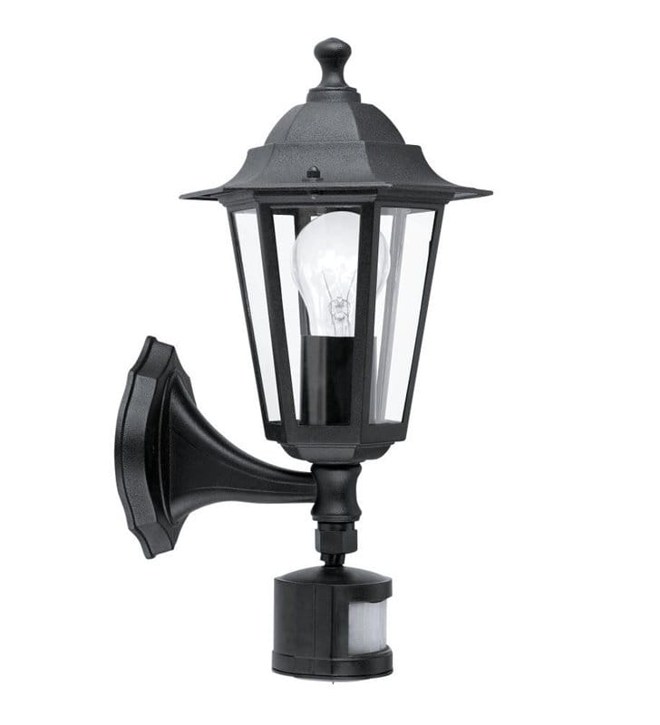 Kinkiet ogrodowy Laterna4 tradycyjna czarna latarenka z czujnikiem ruchu