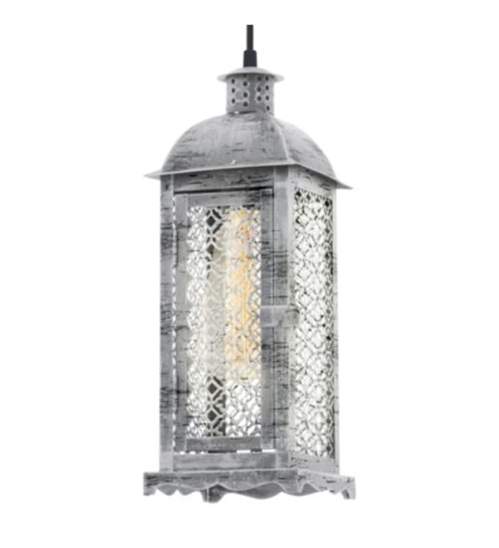 Lampa wisząca w kształcie latarenki Lisburn1 w kolorze antycznego srebra
