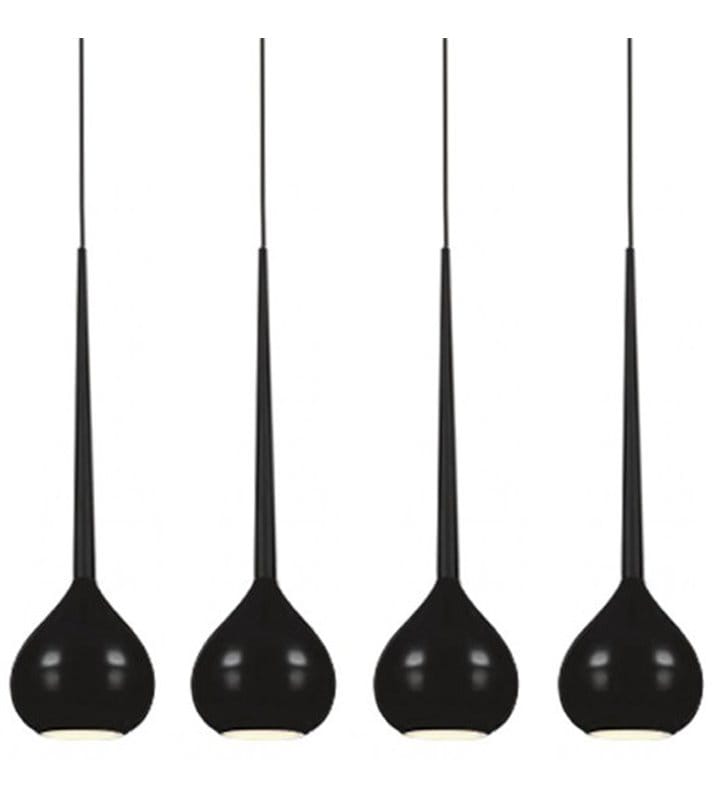 Czarna lampa zwisająca Aga 4 płomienna szklane pękate klosze do kuchni jadalni nad stół wyspę kuchenną do sypialni salonu