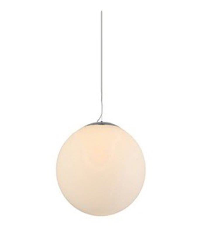 White Ball 30 lampa wisząca szklana biała kula długi zwis