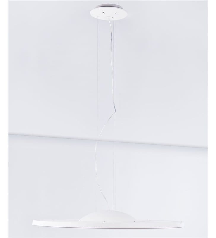 Duża 82cm nowoczesna biała lampa wisząca z płaskim okrągłym kloszem Snello