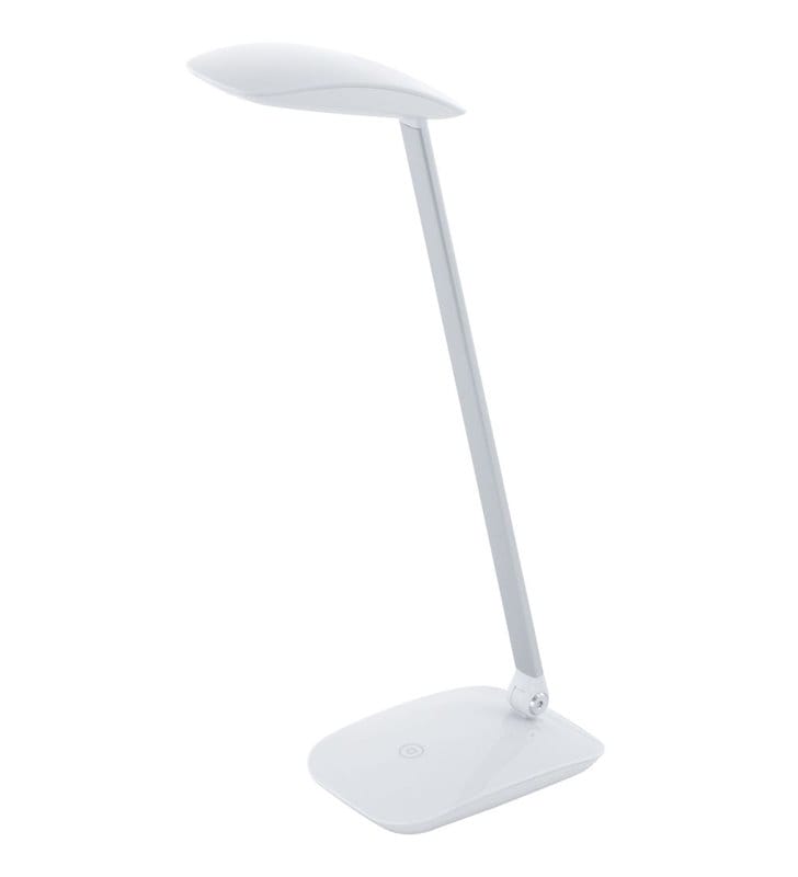 Biała LEDowa lampka biurkowa Cajero z włącznikiem dotykowym