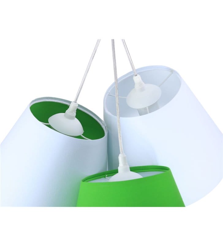Lampa wisząca Xenia 3 tekstylne abażury biały zielony