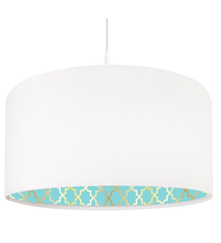 Lampa wisząca Tiana biała z kolorowym eleganckim nadrukiem do salonu jadalni sypialni