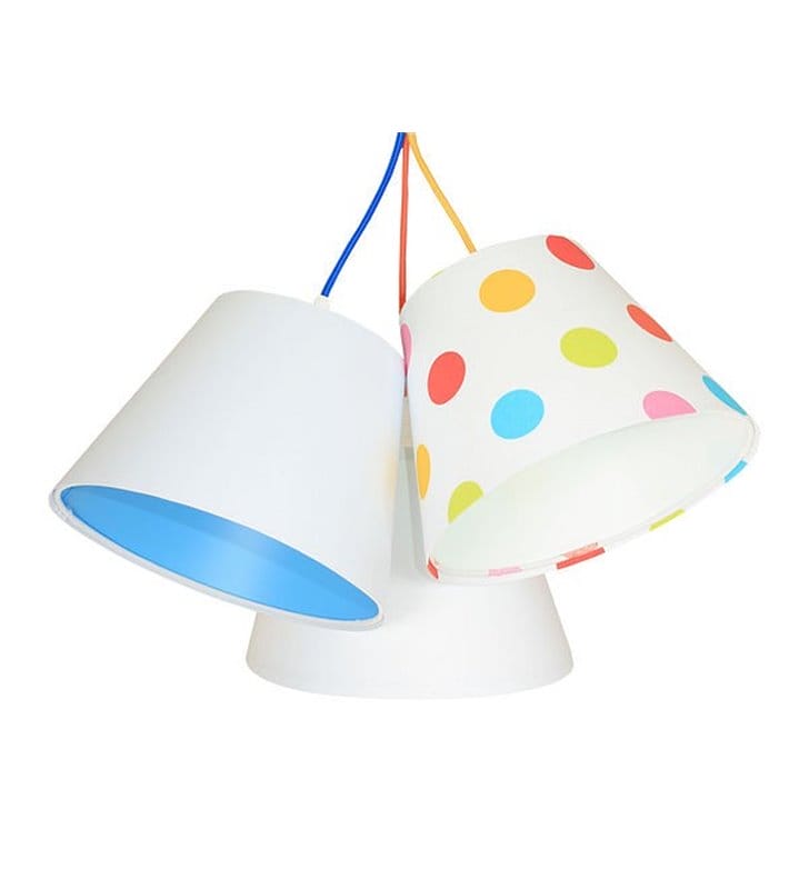 Kolorowe Grochy lampa wisząca do pokoju dziecka 3 tekstylne abażury multikolor