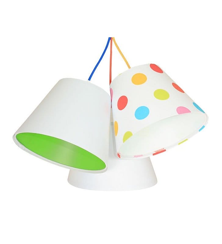Kolorowa dziecięca lampa wisząca Kolorowe Grochy z 3 abażurami dla chłopca i dziewczynki