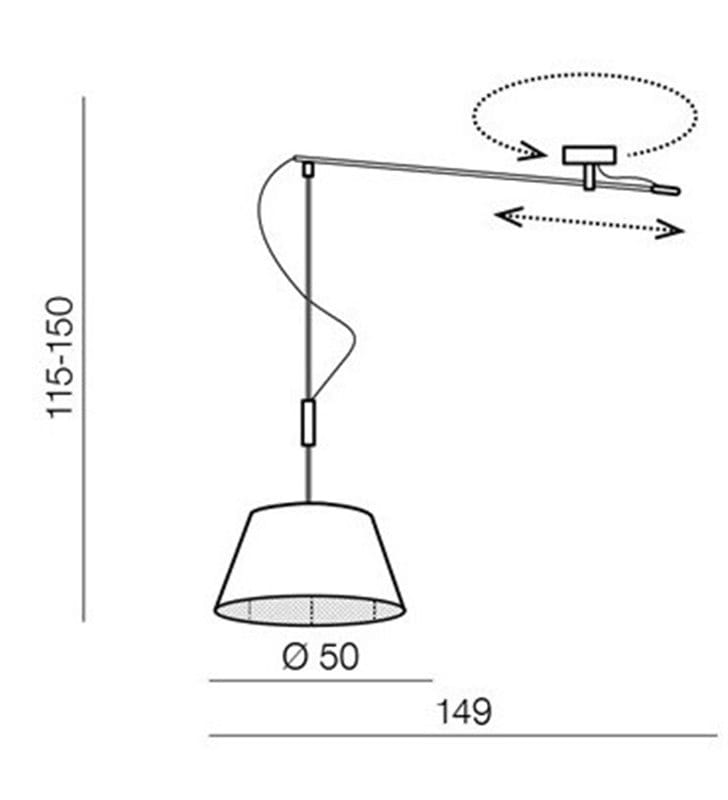 Lampa wisząca Malaga czarny abażur na wysięgniku możliwość obracania regulacja długości