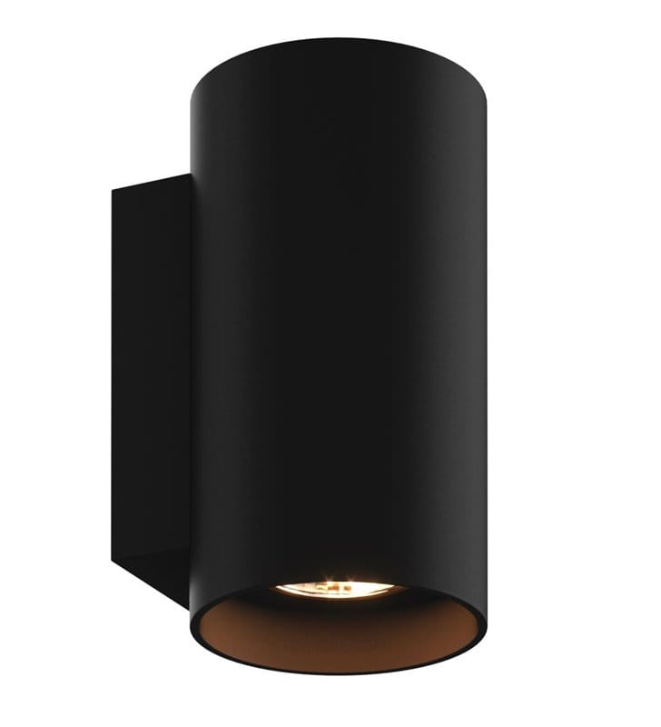 Czarna okrągła lampa ścienna z pionowym strumieniem światła Sandy styl nowoczesny minimalistyczny