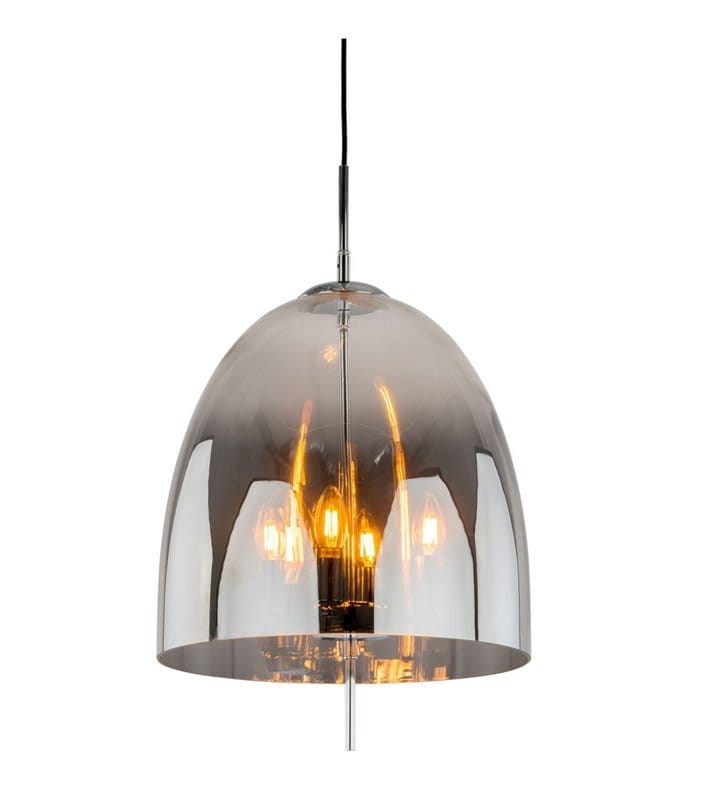 Lampa wisząca Alan klosz szklany dymiony wewnątrz 4 punkty świetlne styl nowoczesny do salonu sypialni jadalni kuchni