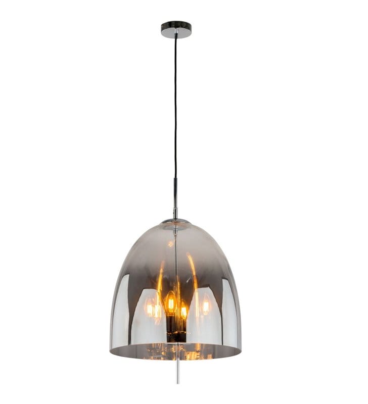 Lampa wisząca Alan klosz szklany dymiony wewnątrz 4 punkty świetlne styl nowoczesny do salonu sypialni jadalni kuchni