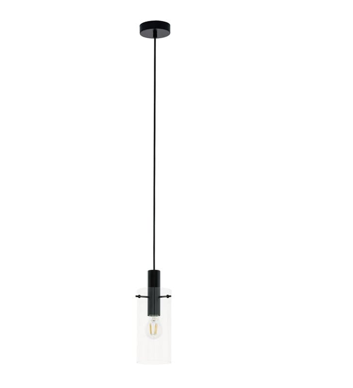 Lampa wisząca Montefino 1 żarówka czarna bezbarwny klosz ze szkła