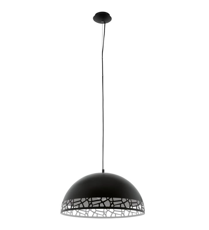 Savignano czarna 53cm lampa wisząca z metalowym czarnym dekoracyjnym kloszem kopuła