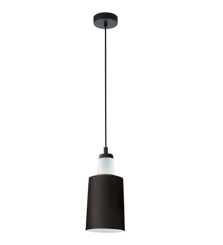 Lampa wisząca Tabanera czarna z białym szklanym kloszem mała w nowoczesnym stylu