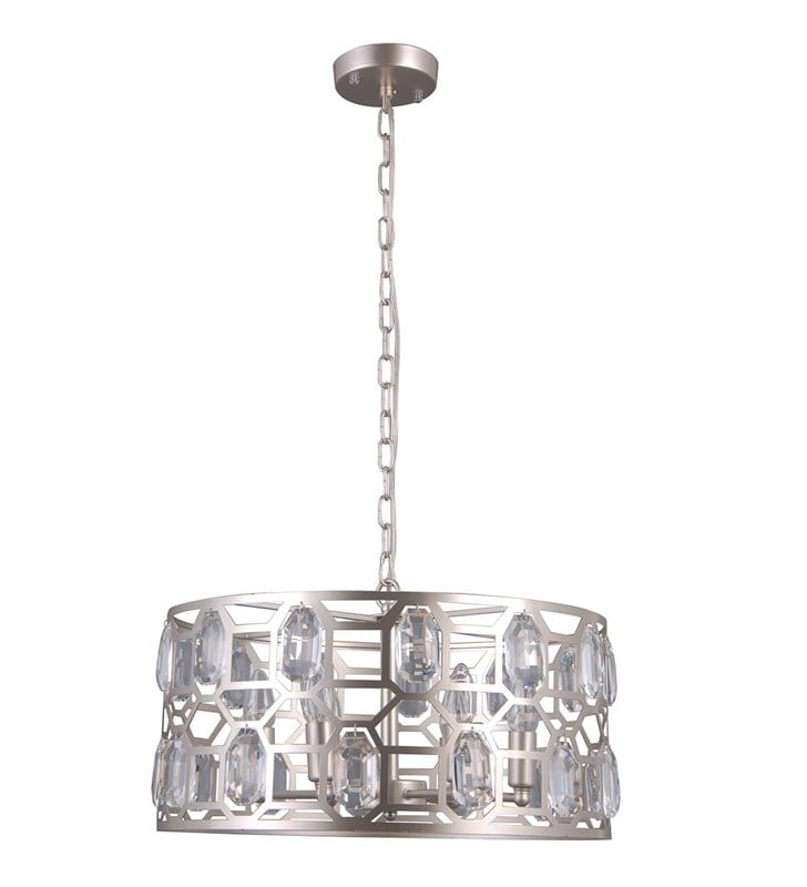 Lampa wisząca Momento w kolorze szampańskim z kryształami średnica 48cm okrągła do salonu sypialni jadalni nad stół