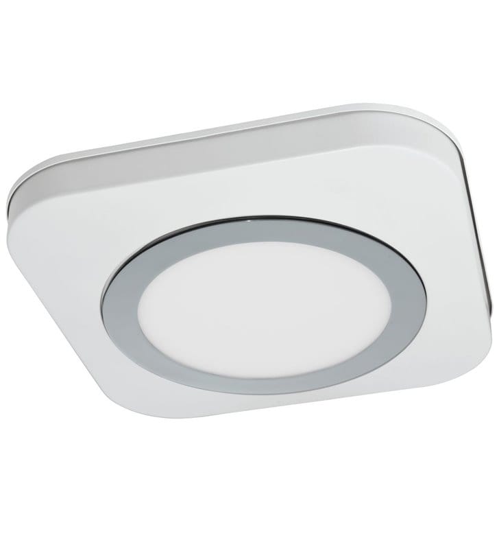 Biały płaski kwadratowy plafon łazienkowy Olmos LED IP44
