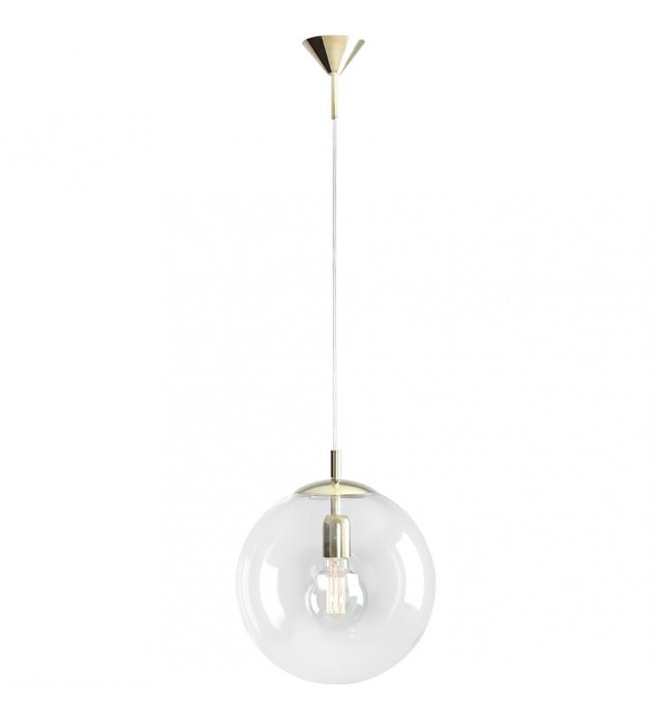 Lampa wisząca Globus bezbarwna 30cm szklana kula złota do kuchni salonu jadalni sypialni - OD RĘKI