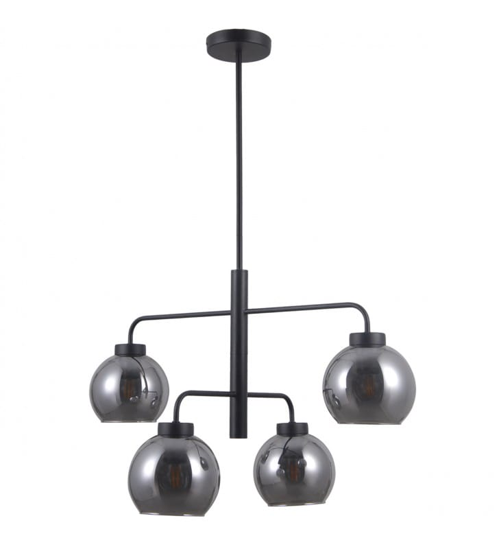 Lampa wisząca Poggi czarna z dymionymi kloszami ze szkła nowoczesna do salonu sypialni jadalni
