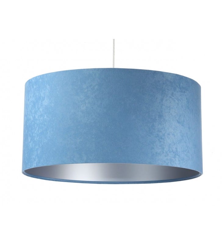 Niebiesko srebrna lampa wisząca Koryna z weluru do salonu sypialni jadalni pokoju dziecka