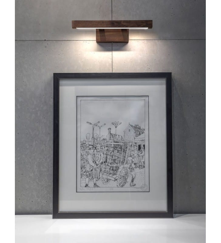 Drewniana 40cm nieruchoma lampa nad obraz w kolorze orzecha Smal LED 3000K