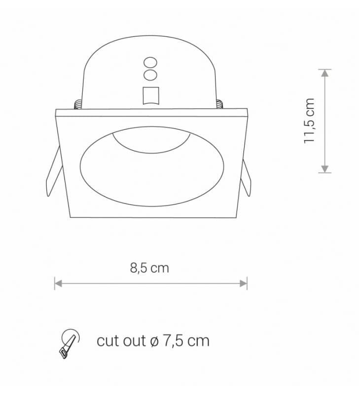 Lampa punktowa podtynkowa Delta kwadratowa biała łazienkowa IP54 GU10