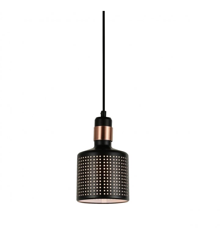 Metalowa pojedyncza lampa wisząca Restenza czarna z miedzianym wykończeniem do sypialni jadalni kuchni salonu