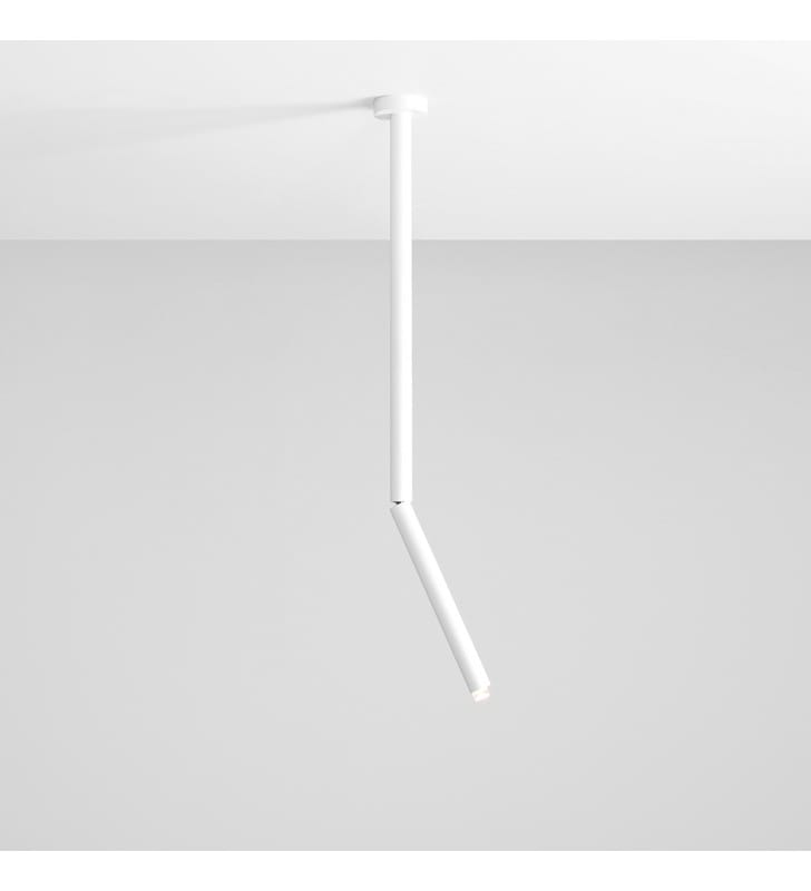 Biała lampa sufitowa Stick w stylu nowoczesnym ruchomy klosz wysokość 54cm do salonu sypialni na korytarz