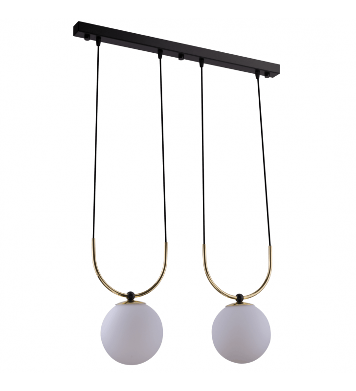 Lampa wisząca Balos podwójna czarno złota klosze szklane okrągłe do salonu sypialni do jadalni nad stół