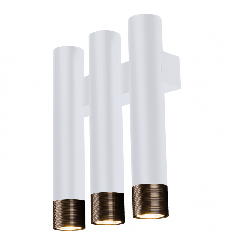 Minimalistyczna nowoczesna lampa ścienna Eido 3 klosze biel patyna