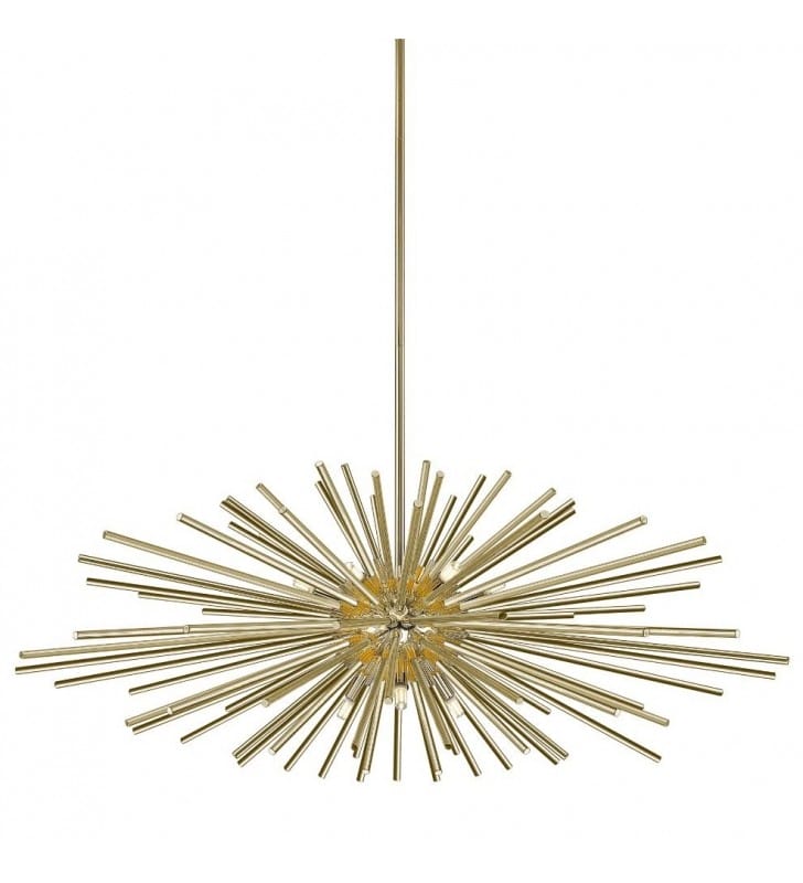 Duża rozłożysta złota lampa wisząca Urchin z metalowych pręcików nowoczesna do salonu sypialni kuchni