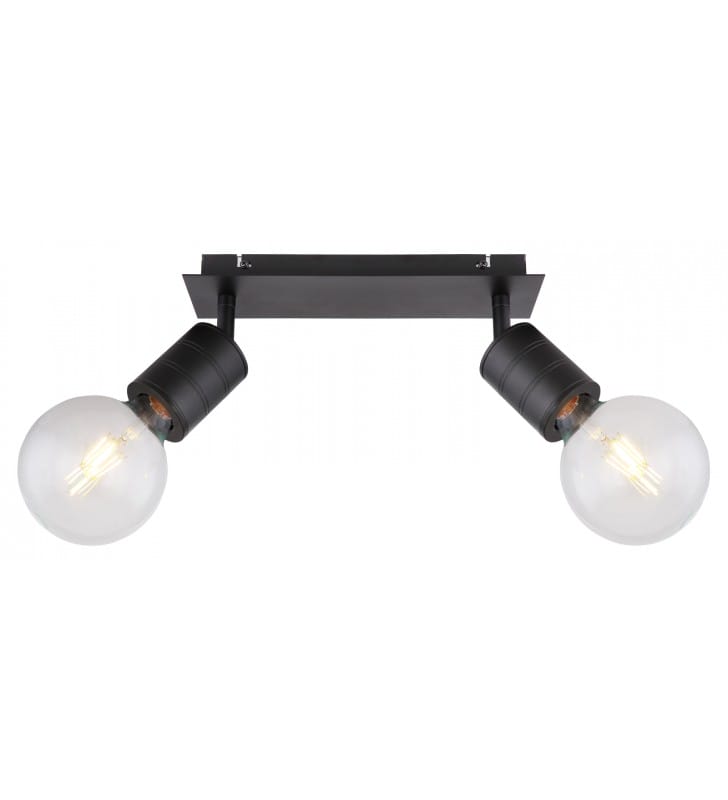 2 punktowa minimalistyczna czarna lampa sufitowa bez kloszy Hermine - OD RĘKI