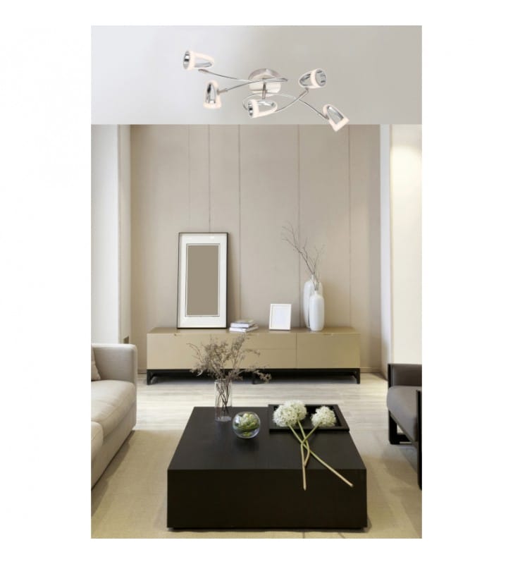 Rodrik LED nowoczesna lampa sufitowa do salonu z 5 kloszami