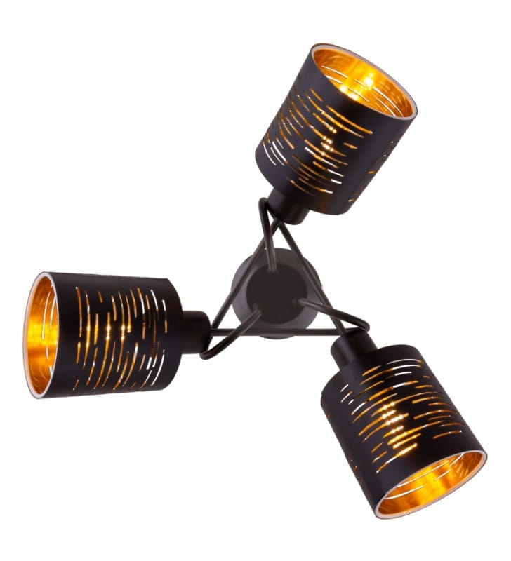 Lampa sufitowa Tunno czarna 3 klosze czarno złote styl nowoczesny