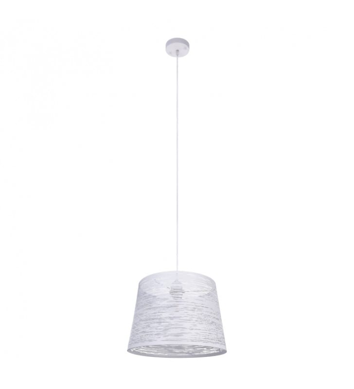 Biała metalowa lampa wisząca Becca nowoczesna pojedyncza klosz stożek 35cm