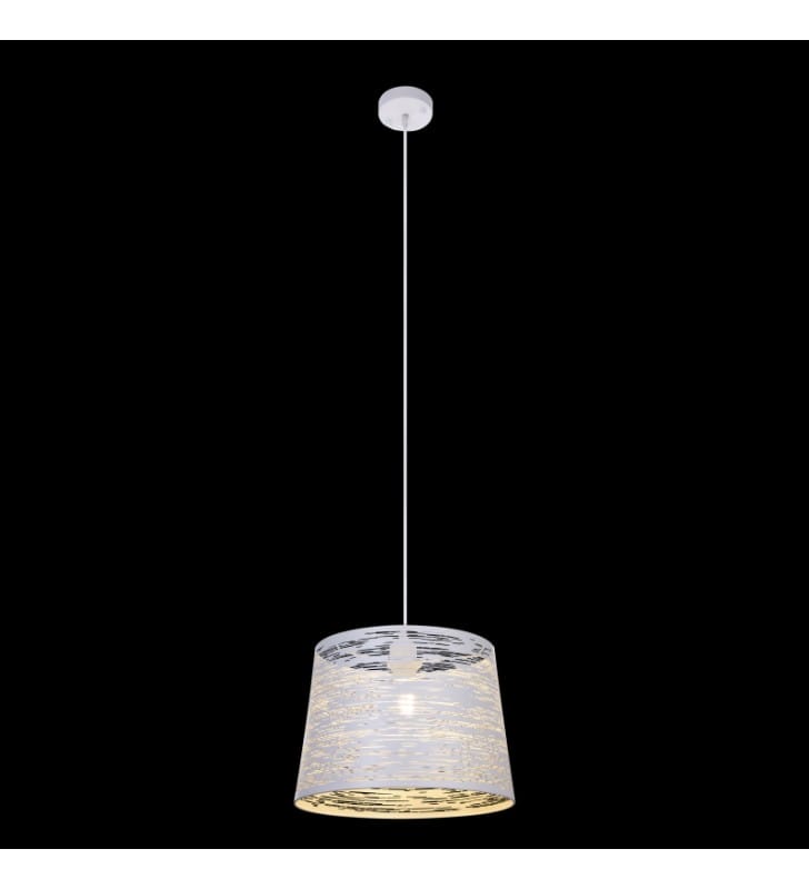 Biała metalowa lampa wisząca Becca nowoczesna pojedyncza klosz stożek 35cm