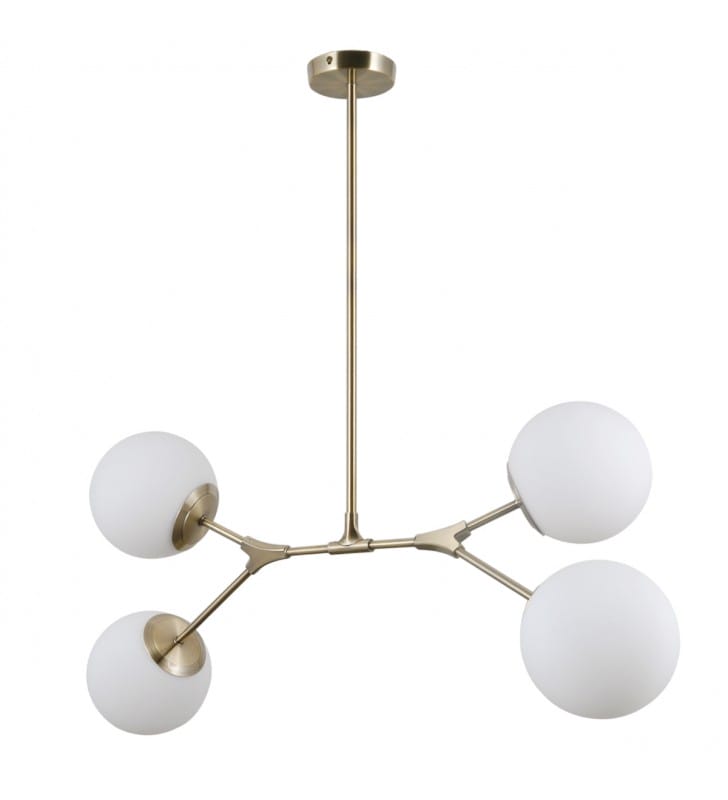 Lampa wisząca Caserta sztywne ramię 4 szklane kule brąz antyczny minimalistyczna modernistyczna