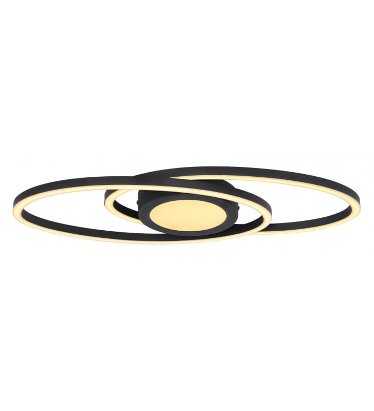 Czarny plafon 2 owalne obręcze pierścienie Reggy LED 3000K z efektem iskierek nowoczesny do salonu
