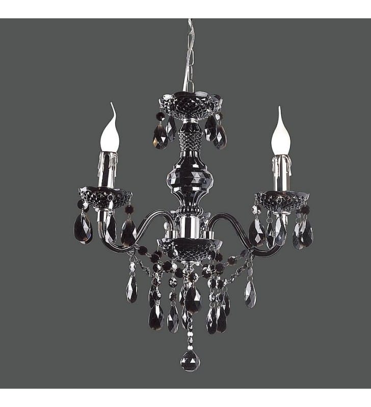 Żyrandol świecznikowy potrójny czarny Whiz kryształki z tworzywa do salonu sypialni jadalni